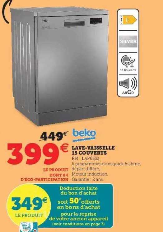 beko lave-vaisselle 15 couverts