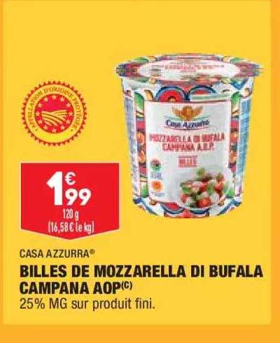 billes de mozzarella di bufala campana aop casa azzurra