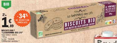 biscuit bio "la baronne des lys" -34% de réduction immédiate