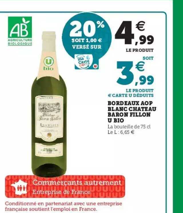 Bordeaux Aop Blanc Château Baron Fillon U Bio