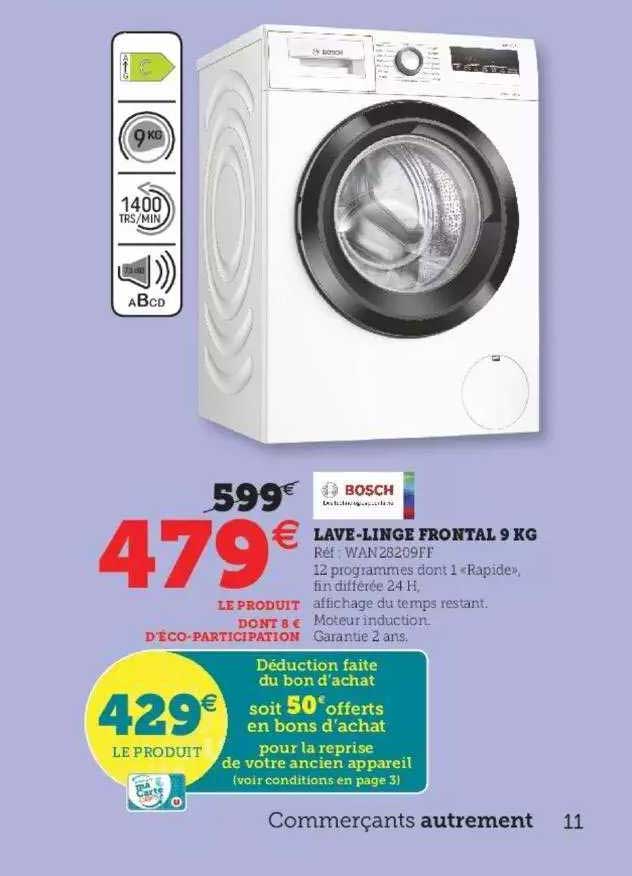 bosch lave-linge frontal 9 kg