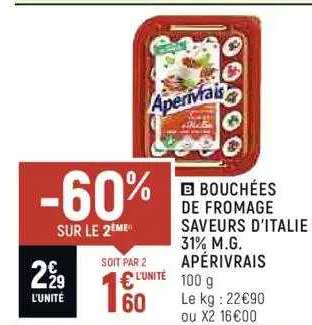 bouchées de fromage saveurs d'italie 31% m.g. apérivrais