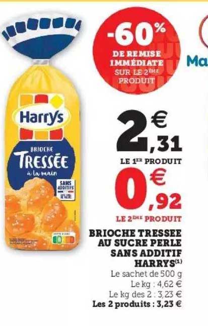 brioche tressée au sucre perle sans additif harrys