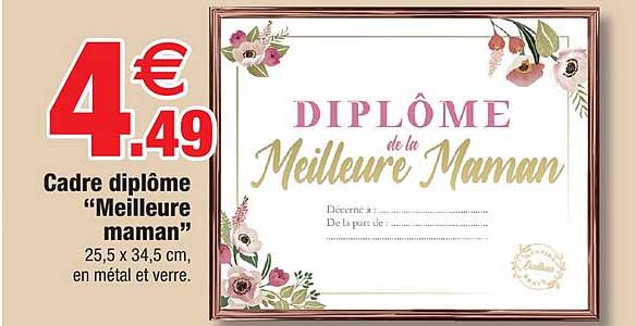 cadre diplôme "meilleure maman"