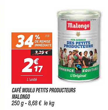 café moulu petits producteurs malongo