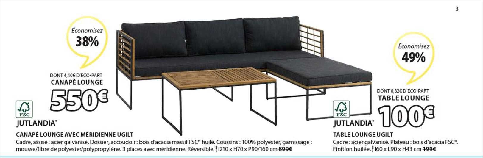 Canapé Lounge Avec Méridienne Ugilt Jutlandia, Table Lounge Ugilt