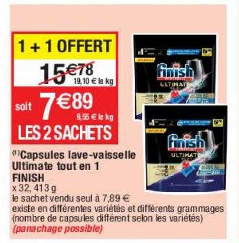 capsules lave-vaisselle ultimate tout en 1 finish