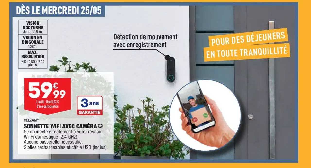 Ceezam Sonnette Wifi Avec Caméra
