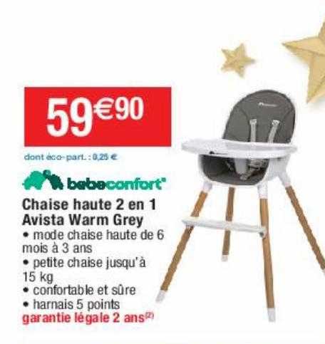chaise haute 2 en 1 avista warm grey bébéconfort