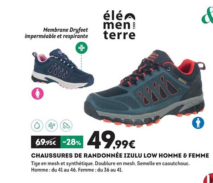 chaussures de randonnée izulu low homme & femme
