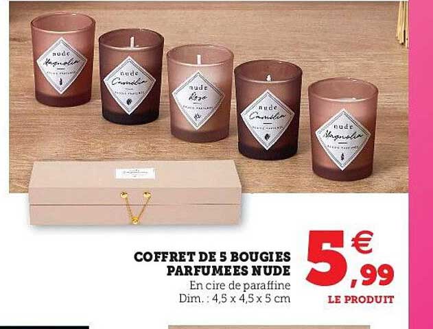 coffret de 5 bougies parfumées nude