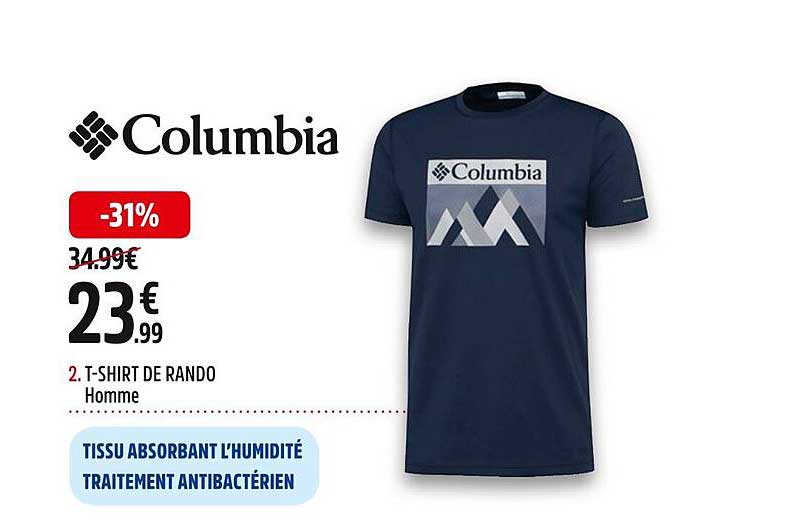 columbia t-shirt de rando homme