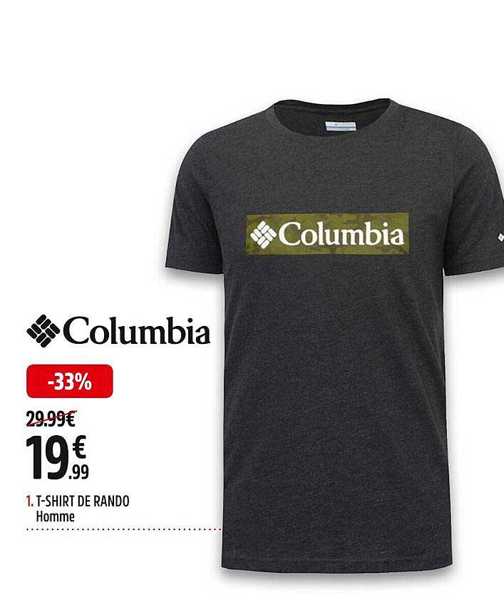 columbia t-shirt de rando homme