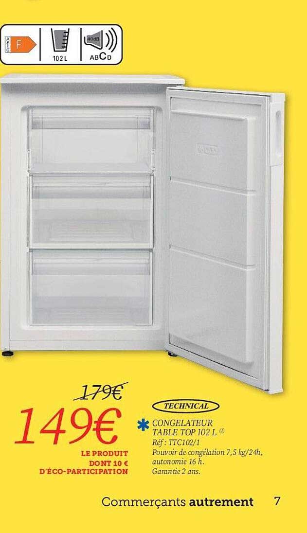 Congélateur Table Top 102 L Technical