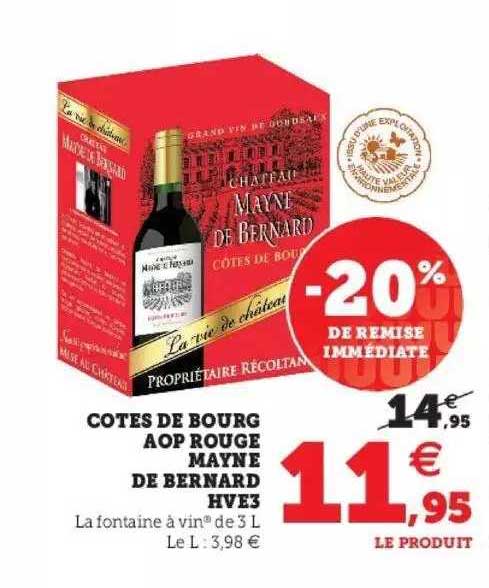 côtes de bourg aop rouge mayne de bernard hve3