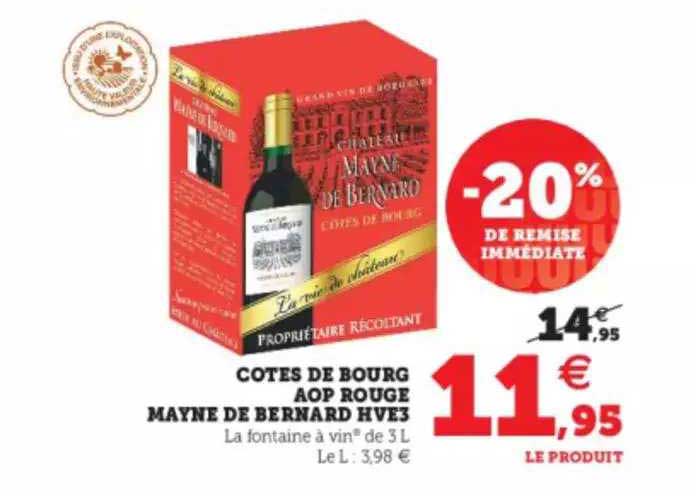 côtes de bourg aop rouge mayne de bernard hve3
