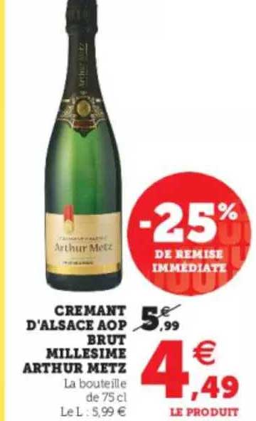 crémant d'alsace aop brut millésime arthur metz