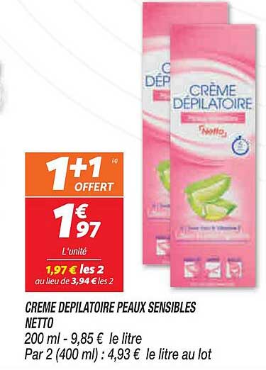 Crème Dépilatoire Peaux Sensibles Netto