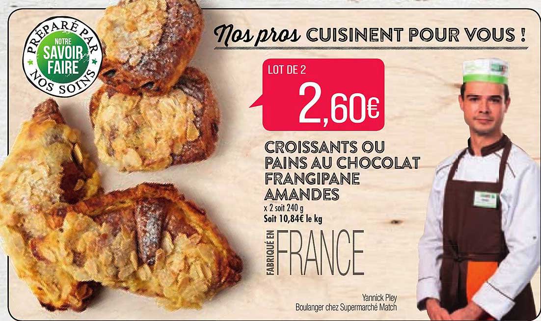 croissants ou pains au chocolat frangipane amandes