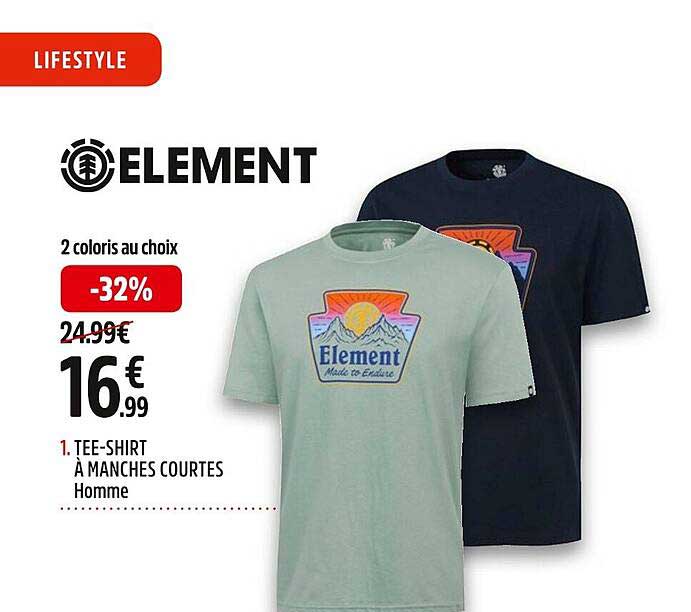 element tee-shirt à manches courtes homme