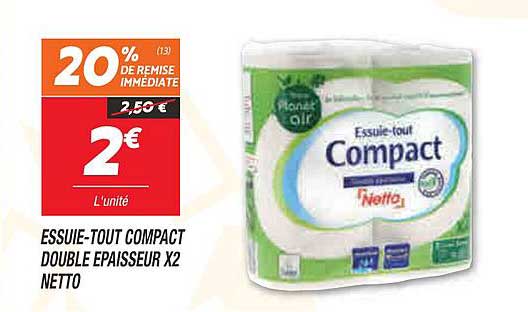 essuie-tout compact double épaisseur x2 netto