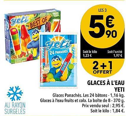 glaces à l'eau yeti