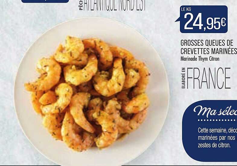 grosses queues de crevettes marinées