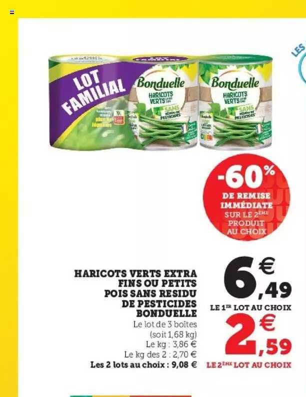 haricots verts extra fins ou petits pois sans résidu de pesticides bonduelle