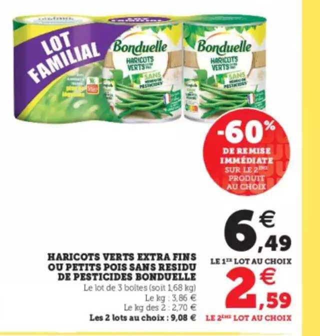 haricots verts extra fins ou petits pois sans résidu de pesticides bonduelle