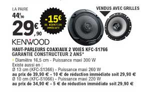 haut-parleurs coaxiaux 2 voies kfc-s1766 kenwood