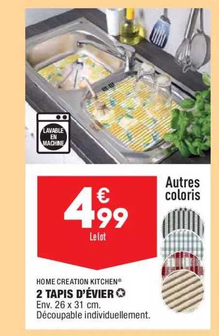 home creation kitchen 2 tapis d'évier