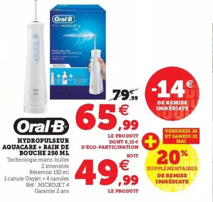 hydropulseur aquacar + bain de bouche 250 ml oral-b