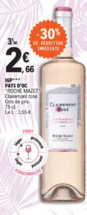 igp pays d'oc "roche mazet" clairement rosé gris de gris -30% de réduction immédiate