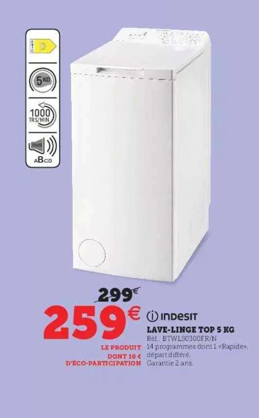 indesit lave-linge top 5kg