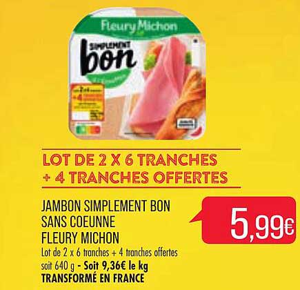 jambon simplement bon sans couenne fleury michon