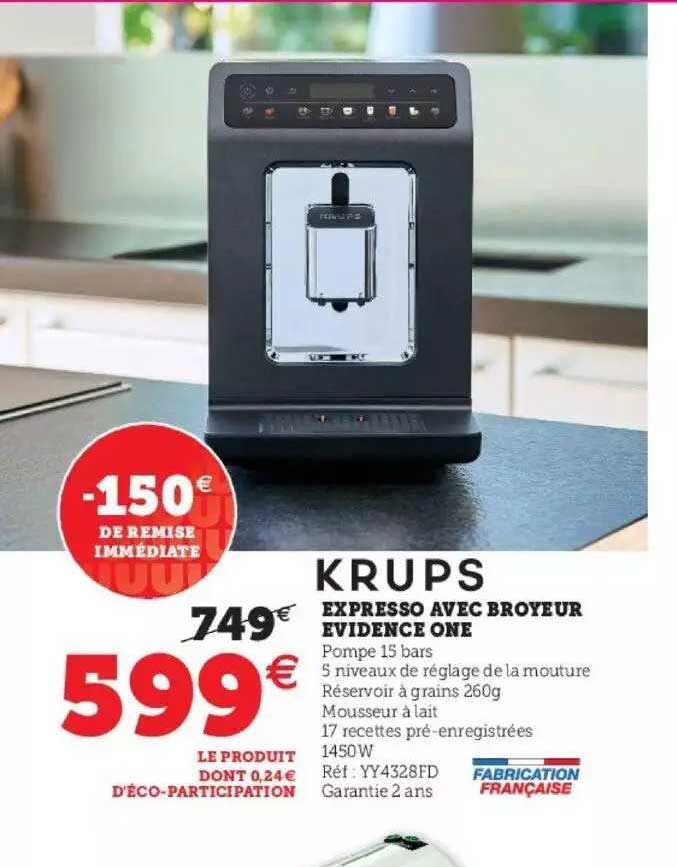 krups expresso avec broyeur evidence one