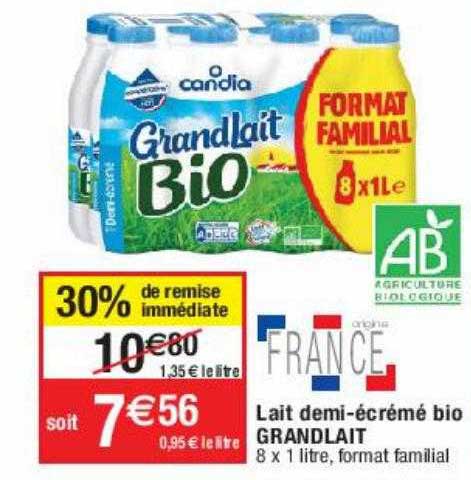 lait demi-écrémé bio grandlait