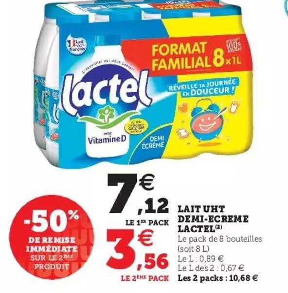 lait uht demi-écrémé lactel