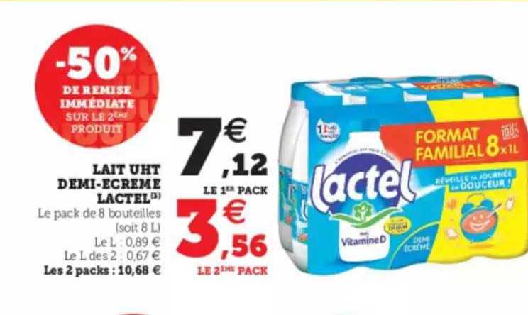 lait uht demi-écrémé lactel