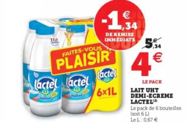 lait uht demi-écrémé lactel