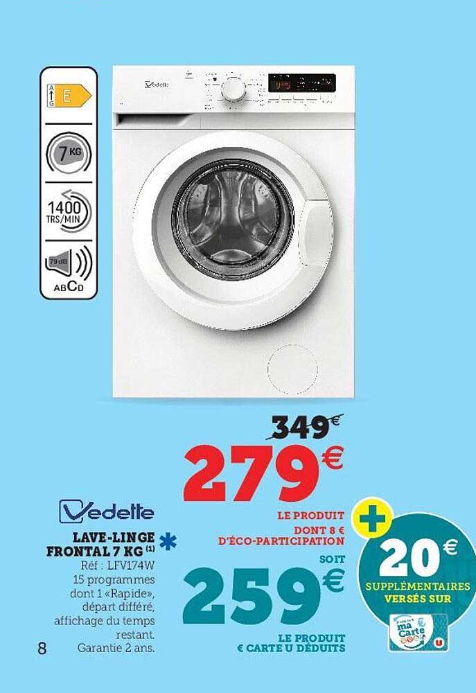 lave-linge frontal 7 kg vedette