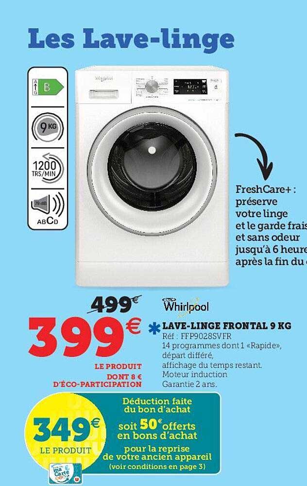 lave-linge frontal 9 kg whirlpool