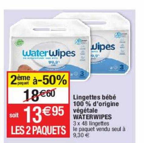 lingettes bébé 100% d'origine végétale waterwipes