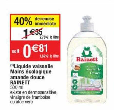 Liquide Vaisselle Mains écologique Amande Douce Rainett