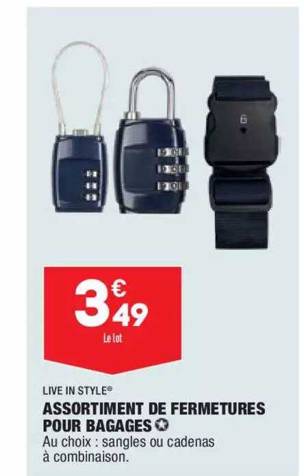 live in style assortiment de fermetures pour bagages