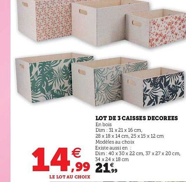 lot de 3 caisses décorées