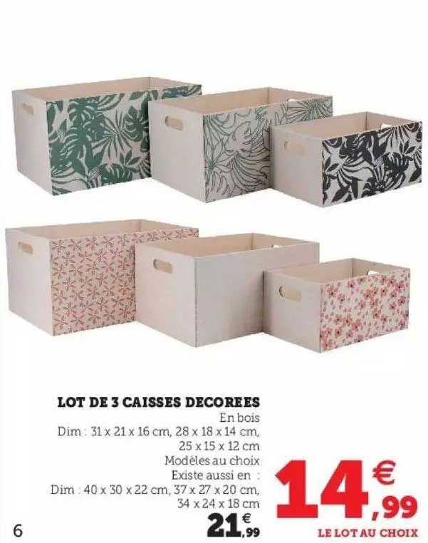 lot de 3 caisses décorées
