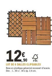lot de 6 dalles clipsables