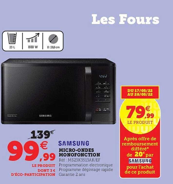 micro-ondes monofonction samsung