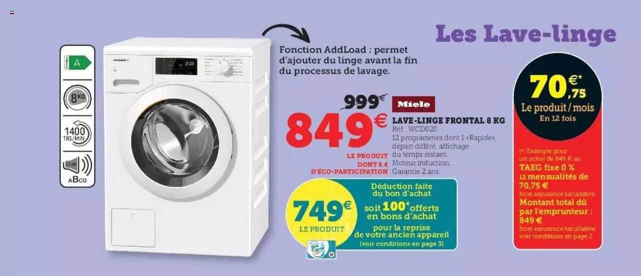 miele lave-linge frontal 8 kg
